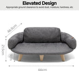 Kattenbank met stabiele houten poten, kattenstoelbed, pluche kattenbed, warme en zachte kattenbank voor kleine honden en katten, belastbaar tot 15 kg, donkergrijs