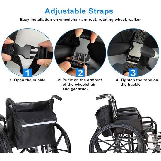 Rolstoelrugzak, opbergtas, mobiliteitshulp, rolstoelaccessoires, tas, opbergtas voor rolstoelrugzakken, voor oudere rolstoelgebruikers, rolstoelopbergtassen