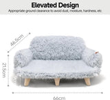 Kattenbank met stabiele houten poten, kattenstoelbed, pluche kattenbed, warme en zachte kattenbank voor kleine honden en katten, belastbaar tot 15 kg, grijs