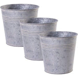 Set van 3 bloempotten, plaatstaal, zink, metaal, plantenpot, sierpot, vaas, balkon, tuin, maat: M, diameter 14,5 cm x H 14 cm, 1,6 l