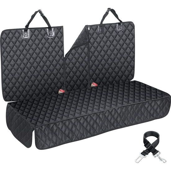 Waterdichte kinderstoelonderlegger, hondendeken, achterbank, autodeken, hondenachterbank met veiligheidsgordel, krasbestendig, hondenachterbank, auto, kinderzitje, universele pasvorm, vrachtwagens, personenauto's
