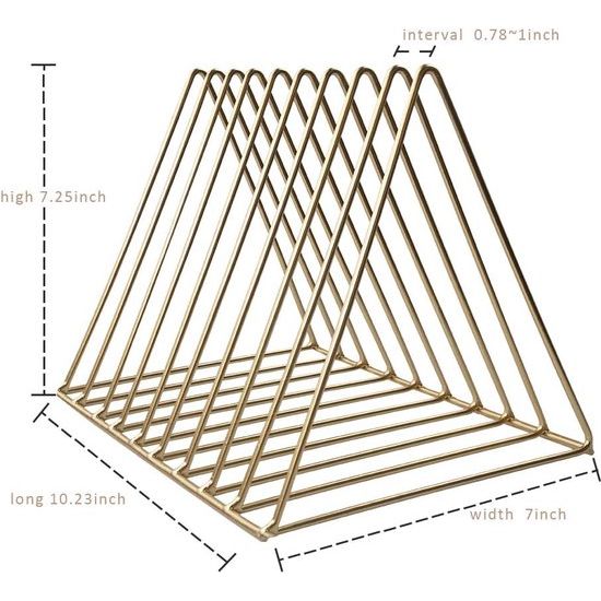 2 stuks krantenrek: modern krantenrek, tijdschriftenrek, boekenrek, tijdschriftenverzamelaar, 9 sleuven boekenstandaard, metalen organisatierek voor kantoor thuis (goud)