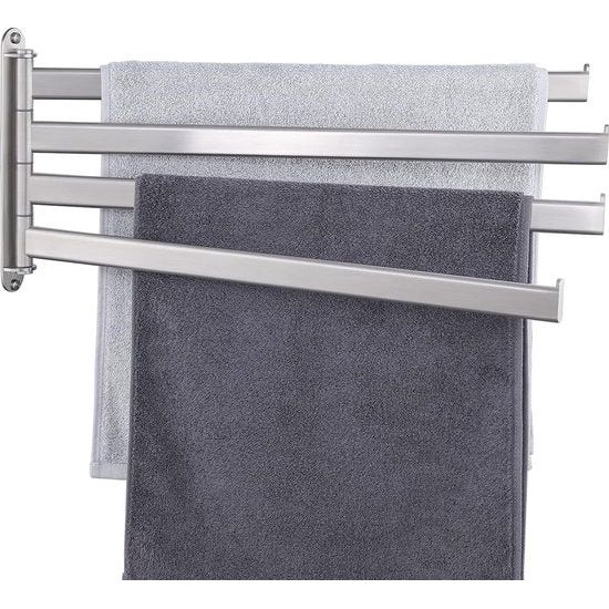 Swivelling Towel Rail 4 Arms Bathroom Stainless Steel Bath Towel Holder 50 cm 180° Rotation Brushed A2104S4L50-2