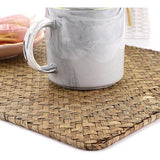 Set van 6 natuurlijk zeegras rotan placemats, geweven tafelmat, koffiepad voor eettafel en keuken, rechthoekig, 17 x 11,8 inch (koffie)