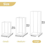 2 witte vazen voor bruiloftsborden, metalen bloemenvloervaas, zuilbloemenstandaard, bloemenvaas van 80 cm hoog met geometrisch patroon, rechthoekig bloemenrek voor bruiloftsdecoratie.