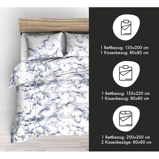 VH-17 Onyx beddengoed 135 x 200 cm en kussensloop 80 x 80 cm, 100% zacht, comfortabel microvezel, hoogwaardig dekbedovertrek met ritssluiting, ademend beddengoedset, 135 x 200 cm