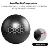 Anti-Burst Gym Ball + Pomp met draagvermogen tot 500 kg Core Training Fitness Yoga Pilates Ball - 55 65 75 cm, zwart, 75cm