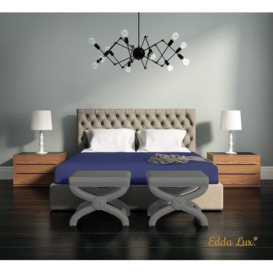 Hoeslaken voor matrassen van 20-40 cm, 200 x 220-240 tot 220 x 220-240 cm, Oeko-Tex, katoen met 5% elastaan, premium hoeslaken voor boxspringbed, in blauwe bessen