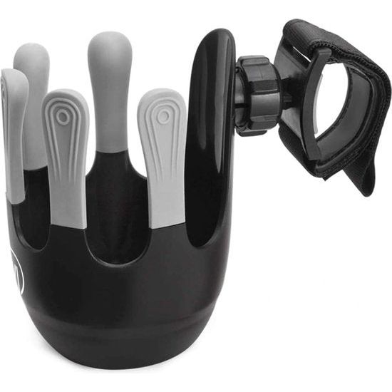 Drankhouder voor kinderwagen en buggy, bekerhouder, flessenhouder, babyflessenhouder, flessenhouder met 360° scharnier, anti-slip bevestiging en klittenbandsluiting