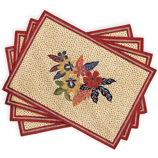 Kalahari Set van 100% katoen, met 4 placemats voor de eettafel, keuken, bruiloft, dagelijks gebruik, diners, Thanksgiving/Kerstmis (33 cm x 48 cm)