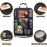 Set van 2 auto-achterbankbeschermers, auto-achterbank-organizer voor kinderen, autostoel-organizer, iPad/Tablet-compartiment, kickmat-beschermer voor autostoel, 600D Oxford-stof, waterdichte achterbankbeschermer (zwart)
