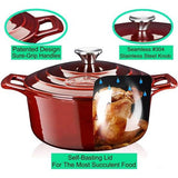 Gietijzeren braadpan braadpan cocotte geëmailleerde brood braadpan met deksel inductie ovenvast ca. 24 cm 3,5 liter cranberry rood