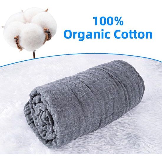 baby-inbakdoek, mousselinedoek, 120 x 105 cm, ademende mousselinedoeken, katoen, mousselinedoeken, baby, baby-inbakerdekendoeken voor jongens en meisjes (grijs)