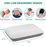 Traagschuim kussen, neksteunkussen, ergonomisch slaapkussen, koel kussen, dubbelzijdig design, wasbare kussenhoes (70 x 40 x 13 cm)