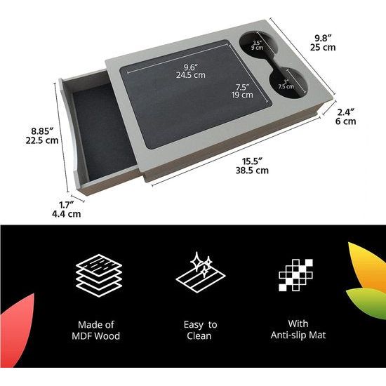 Bankoverarmtafel, armleuningen-tafelhouder voor bank, dienbladen voor salontafel, bank-zijorganizer voor apparaten en afstandsbediening, bank en beddrankenrek met lade (Fendy)