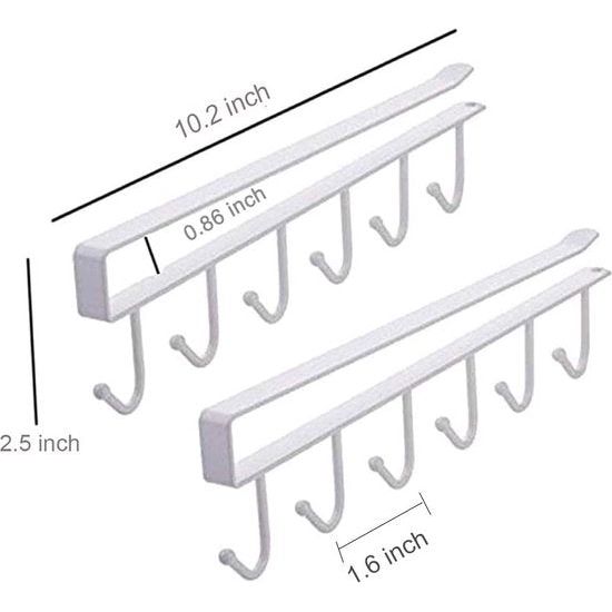 bekerhouder, bekerhaken onder de kast, koffiehouder, bekerrek zonder boren, opberghaken voor kopjes, keukengerei, stropdassen, riem, sjaal, sleutels, 2 stuks, wit
