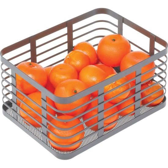 Universele mand voor het hele huis - Metalen opbergmand voor keuken, bijkeuken, badkamer enz. - Compacte en universele draadmand - Set van 3 - Grijs