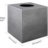 Hars cosmetische doekjesbox, zakdoekdoos, vierkant, rolpapier, doekjesbox, tissuedoos met uittrekbare bodem voor eetkamer, badkamer, slaapkamer, auto, kantoor - zilvergrijs