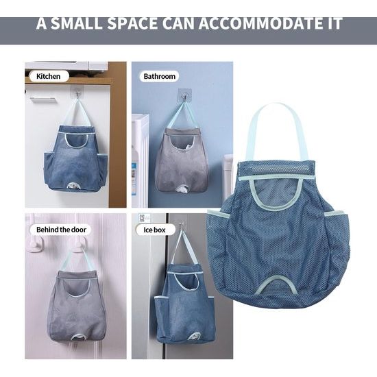 Plastic zakhouder, vuilniszakhouder, boodschappentas, plastic zakken, organizer, opvouwbaar, hangend, ademend, net-afvalzakken, herbruikbare plastic zakdispenser voor thuis en keuken, 2 stuks