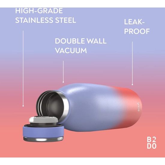 B2DO for GH Drinkfles, roestvrij staal, 500 ml, sering robijn, herbruikbare vacuüm metalen thermoskan, geïsoleerde thermosfles, thermosfles voor sport, kantoor, Kerstgeschenk voor mannen en vrouwen