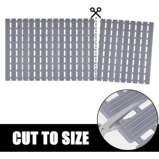 Antislipbadmat 90 x 40 cm: machinewasbare douchemat met zuignappen Opvouwbare veiligheidsbadmat van TPE - antislipmat voor badkuip met snelle afvoer (donkergrijs)
