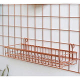 Plank voor Design Metalen wandrooster Plankrooster Fotowand Gebruikt voor roostermand Multifunctionele gaasmand Wanddecoratie Bloempot Plank Display Plankmand 40 x 9 x 8 cm (Rose goud)