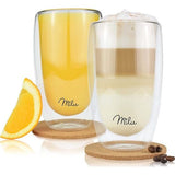 Dubbelwandig Thermo-glas Set geïsoleerd - Dubbelwandige glazen boriumsilicaatglas - Theeglas Latte Macchiato, Cappuccinoglazen, Koffieglazen (2 Drinkglazen, 450ml)