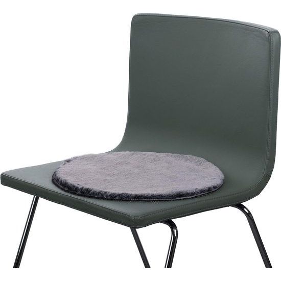 Kunstbont tapijt rond, ongeveer 38 cm, zitkussen met kunstbont look, knuffelbont stoelkussen, zwart.