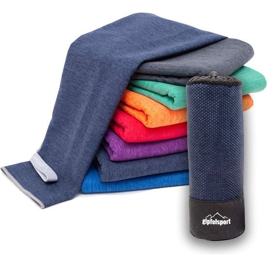 Microvezel handdoek, voor sauna, fitness en sport - strandhanddoek, sporthanddoek - 50x30cm - Navy Gepatroneerd