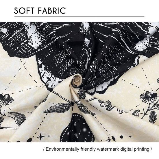 Vlinder wandtapijt, zwart en wit, wandtapijt, maanfase, trippy, psychedelische buttefly, wanddoek, muurkunst, decoratie voor slaapkamer en woonkamer, 130 x 150 cm