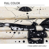 Vlinder wandtapijt, zwart en wit, wandtapijt, maanfase, trippy, psychedelische buttefly, wanddoek, muurkunst, decoratie voor slaapkamer en woonkamer, 130 x 150 cm