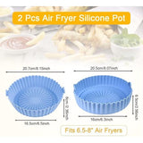 2 stuks Air Fryer siliconen pot heteluchtfriteuse siliconen 6,5 inch herbruikbare universele airfryer-mand anti-aanbaklaag airfryer matten voor oven magnetron cake bakvorm