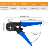 Dechengbao 16-4 draadkrimptang met vierkante bek AWG 30-5 (0,08-16 mm²) hulskrimptang, ratelkrimptang