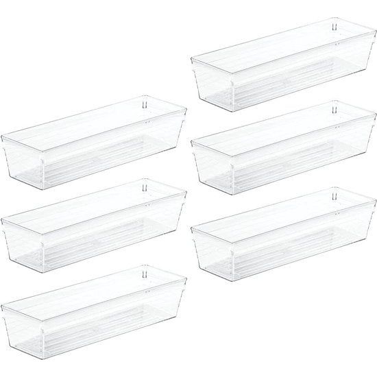 Praktische lade-organizer – opbergsysteem voor bestek en keukengerei – box van BPA-vrij kunststof – set van 6 – doorzichtig