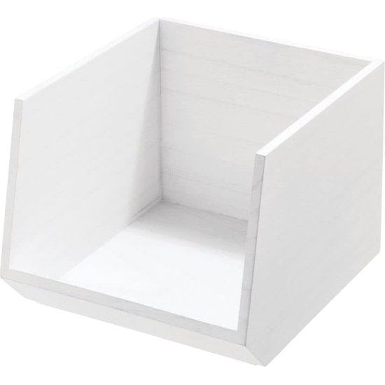 Open opbergdoos aan de voorkant, keukenkastorganizer gemaakt van paulowniahout voor plank of voorraadkast, veelzijdige opbergdoos, wit