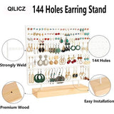 QILICZ Sieradenstandaard, oorbelhouder, oorbelstandaard, 144 gaten, oorstekers, standaard, oorbel, organizer, sieradenhouder, oorsieraad-display, sieradenopslag, 30 x 30 cm, wit
