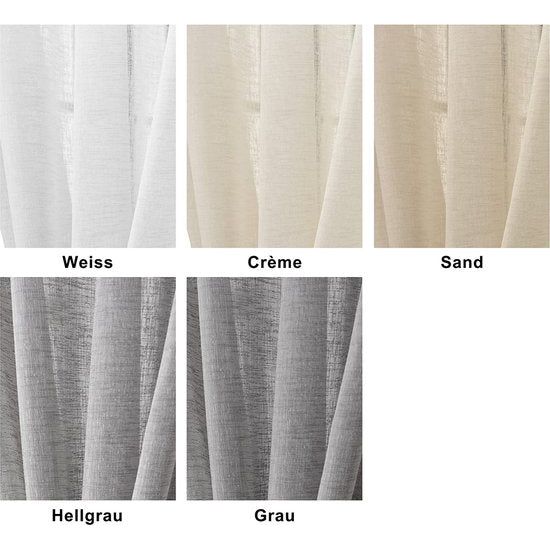 Gordijn, transparant met plooiband in linnen-ook, voile, voor woonkamer, kinderkamer en slaapkamer