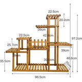 Bloemenrek van grenenhout, 9 niveaus, bloemenstandaard voor balkon, woonkamer, outdoor tuin, 117,5 x 97,2 x 25 cm