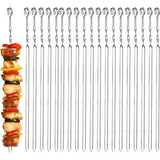 20 stuks grillspits, 38 cm plaat verplaatste grillspits, vaatwasmachinebestendig, roestvrij staal voor grillfeesten in de open lucht en in de tuin, kampvuur of barbecueschaal