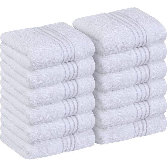 Luxe washandjes set van 100% katoen, 30 x 30 cm zeepdoekjes (wit)