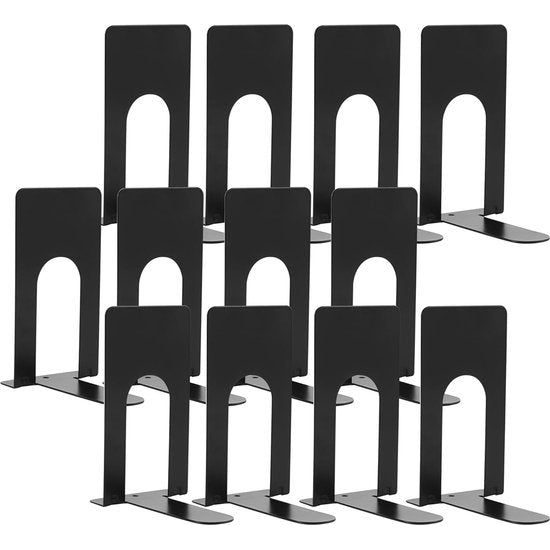 6 paar boekensteunen, boekensteunen, boekenhouders, boekensteunen, metaal, boekenhouder, geschikt voor school, bibliotheek, thuis, kantoor, antislip boekenplank (zwart/12 stuks)