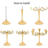 Kandelaar 5-armige kaarsenstandaard kaarsenhouder als tafeldecoratie voor Kerstmis en Thanksgiving (goud)