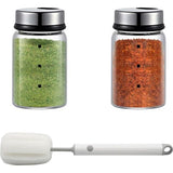 Kruidenpotjes met draaidekop, 2 stuks, van borosilicaatglas, 150 ml, kruidenpotjes met 4 soorten kruidengaten voor de keuken, grillen in de open lucht, bbq, koken