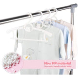 20 stuks groeiende kinderkleerhangers, ruimtebesparend, met stapelbare berenhaken, antislip, hangers voor baby ' s en peuters, Wit