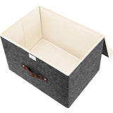 Opvouwbare Opbergbox Met Deksel Stoffen Wasbare Krat Opberger Met Deksel 38x25x25cm 2-Delig Zwart
