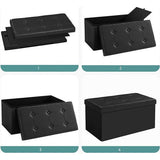 Kruk 80 liter, opbergdoos, voetenbank, opvouwbaar, tot 300 kg belastbaar, kunsthoes leeg, stof aarde, zwart