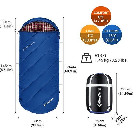 XL slaapzak campingslaapzak 3 seizoenen oversized voor volwassenen outdoor rugzakreizen, wandelen, licht voor binnen en buiten