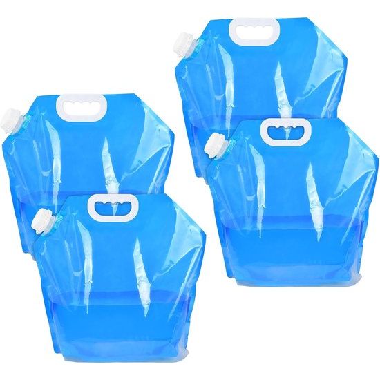 Pak van 4 waterjerrycans, 10L waterjerrycan, opvouwbare waterjerrycan, kamperen, opvouwbare waterjerrycan, watercontainer, waterzak, drinkwaterjerrycan, waterzak