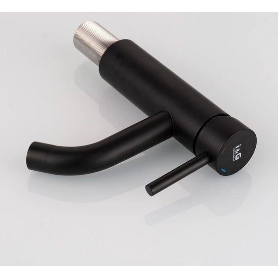 Kraan badkamermengkraan, wastafelmengkraan, eenvoudig te monteren, kraan voor wastafel, badkamer, ééngreeps wastafelmengkraan, geborsteld, roestvrij staal, zwart