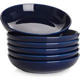 Pastabord, 21,6 x 4,5 cm, soepbord, 6-delig pastakom, slakom, diepe borden, ideaal voor pasta, soepen en salade, pastakommen, soepkom, grote kommen, 880 ml, marineblauw